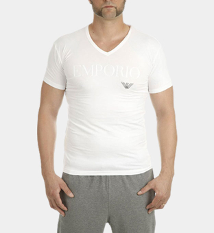 Emporio Armani V-Neck T-shirt Herr Vit