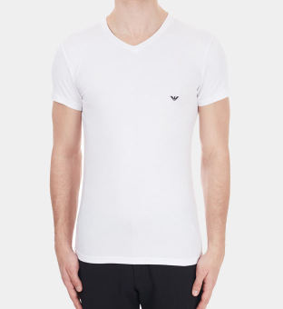 Emporio Armani V-neck T-shirt Herr Vit