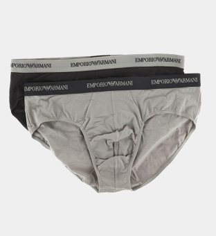 Emporio Armani 2 Packa Briefs Herr Marin Blå Heather