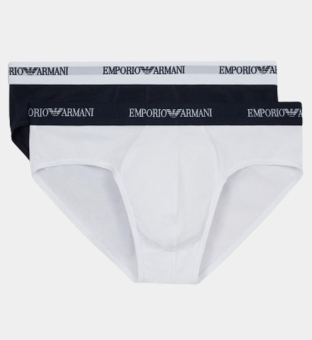 Emporio Armani 2 Packa Briefs Herr Svart Heather