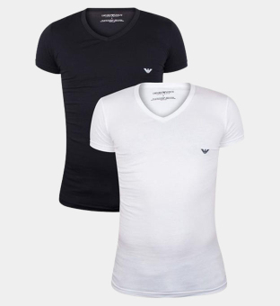 Emporio Armani 2 Packa T-shirts Herr Vit Marin Blå