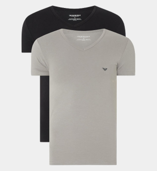 Emporio Armani 2 Packa T-shirts Herr Grå Marin Blå