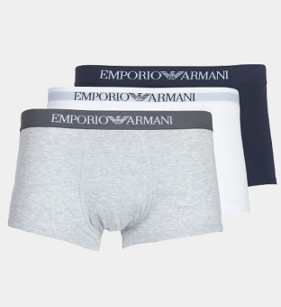 Emporio Armani 3 Packa Boxare Herr Vit Heather