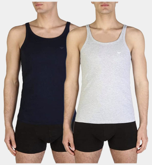 Emporio Armani 2 Packa Tank Tops Herr Marin Blå Heat