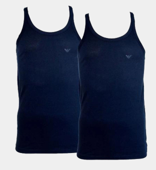 Emporio Armani 2 Packa Tank Tops Herr Marin Blå