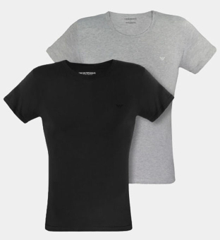 Emporio Armani 2 Packa T-shirts Herr Svart Heather