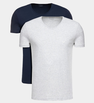 Emporio Armani 2 Packa T-shirts Herr Marin Blå Heather