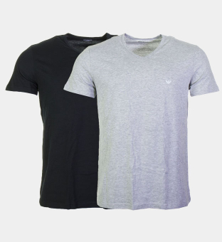 Emporio Armani 2 Packa T-shirts Herr Svart Heather