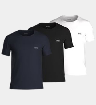 Hugo Boss 3 Packa T-shirts Herr Open Blå