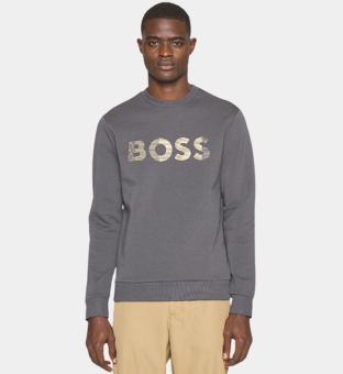 Hugo Boss 3D Logo Tröja Herr Mörk Grå