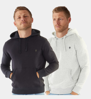 French Connection 2 Packa Hoody Herr Mörk Marin Ljus Grå