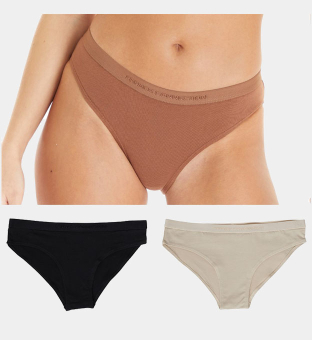 French Connection 3 Packa Briefs Damer Svart Ljus Brun Nude