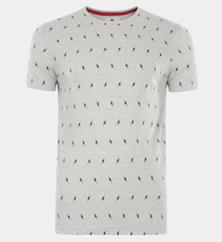 Bellfield Ljusning Bolt Print T-shirt Herr Grå