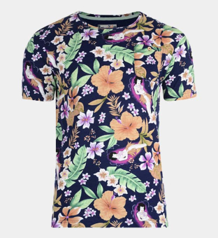 Bellfield Hawaiian Print T-shirt Herr Marin