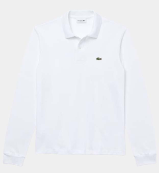 Lacoste Long Sleeve Pikétröja Herr Vit