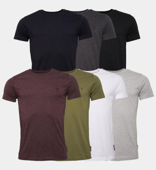 French Connection 7 Packa T-shirts Herr Svart _Vit _Marine _Ljus Grå Marl _Charmel _Chatmel _Khaki