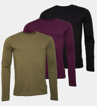 French Connection 3 Packa T-shirts Herr Svart Khaki _Chateaux