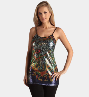 Ed Hardy Sequined Tunic Damer Svart