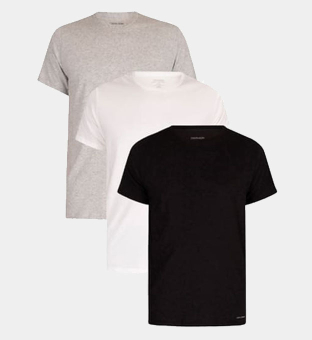 Calvin Klein 3 Packa T-shirts Herr Svart Vit Grå