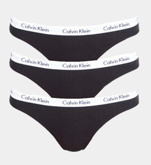 Calvin Klein 3 Packa Thongs Damer Svart