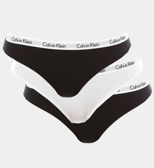 Calvin Klein 3 Packa Thongs Damer Svart Vit