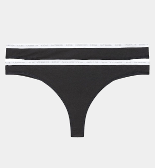 Calvin Klein 2 Packa Thongs Damer Svart