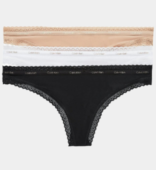 Calvin Klein 3 Packa Thongs Damer Svart Vit Hone