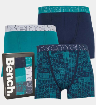 Bench 3 Packa Boxare Herr Pattern  Teal  Marin