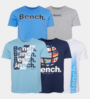 Bench 5 Packa T-shirts Herr Blå  Grå Marl  Marin  Vit  Ice Blå