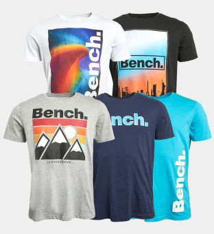 Bench 5 Packa T-shirts Herr Vit Svart Grå Marin Himmel Blå