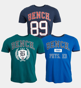 Bench 3 Packa T-shirts Herr Marin  Royal  Mörk Grön