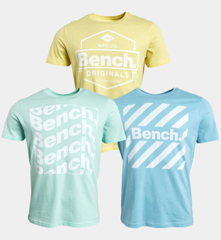 Bench 3 Packa T-shirts Herr Himmel  Gul  Mint