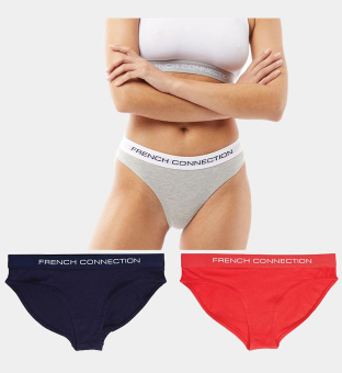 French Connection 3 Packa Briefs Damer Hibiscus Grå Mel Marin