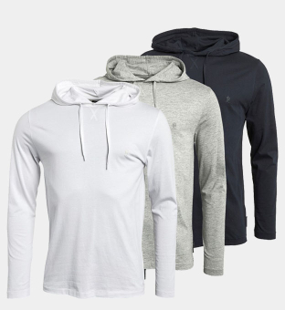 French Connection 3 Packa Hoody Herr Marine Ljus Grå Vit