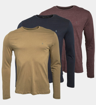 French Connection 3 Packa T-shirts Herr Marine Ljus Khaki Chateaux Mel