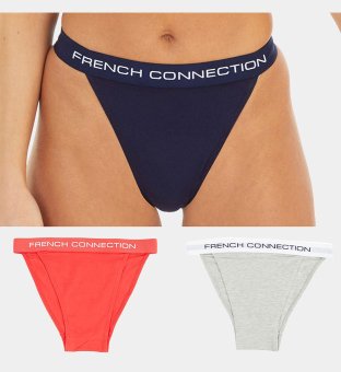 French Connection 3 Packa Briefs Damer Hibiscus Grå Marl Marin