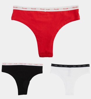 French Connection 3 Packa Briefs Damer Svart Vit Hibiscus