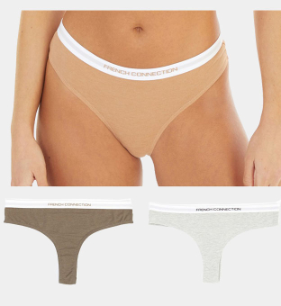 French Connection 3 Packa Briefs Damer Nude Grå Melange Walnut