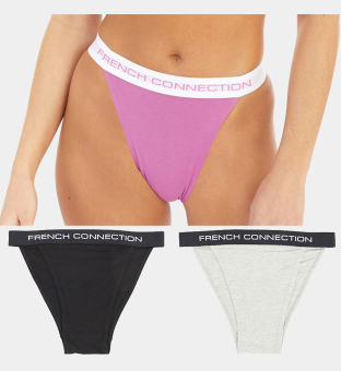 French Connection 3 Packa Briefs Damer Svart Rosa Violett Grå Melange