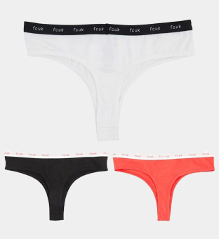 French Connection 3 Packa Briefs Damer Svart Vit Hibiscus